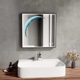 EMKE LM29 Miroir carré avec éclairage, antibuée, cadre noir